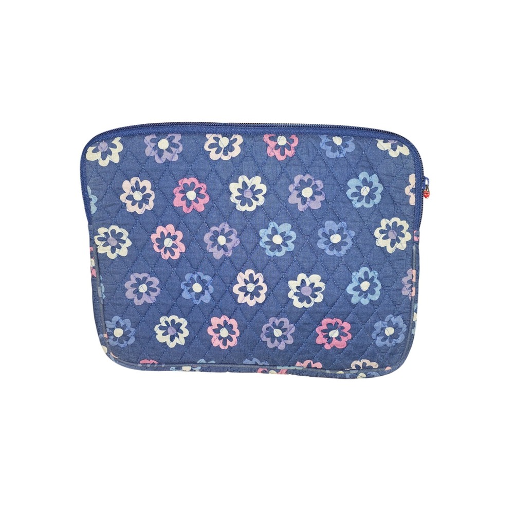 Vera Bradley Laptop Sleeve Womens OS Blue Excellent Quilted Floral Zip Case